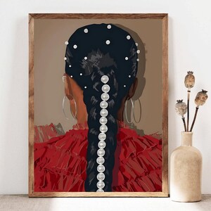 Black Woman Art, Fashion Art, Black Art, Feminine Black Girl Art,  Colorful Abstract Painting Print, Boho Home Decor Poster, Digital Art