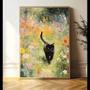 Gustav Klimt Black Cat Painting, Black Cat Art, Klimt Flowers Cat Poster Wall Art Home Décor, Famous Klimt Wall Art, Digital Download