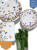 96pcs Wildflower Party Supplies – Floral Paper Plates & Napkins Set for Birthday, Bridal Shower and Garden Party