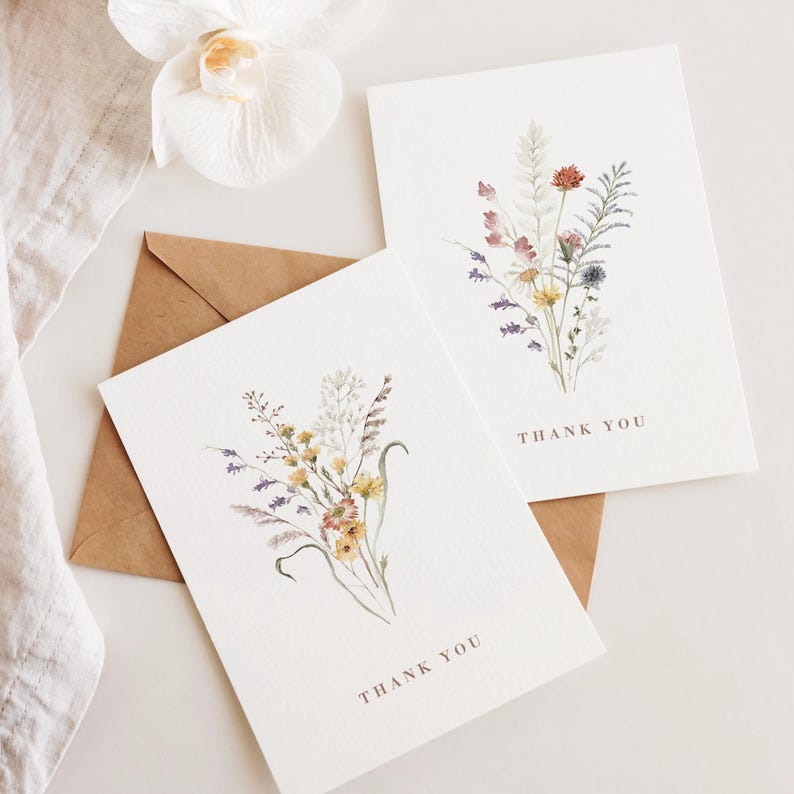 20pcs Thank You Cards With Envelopes – Floral Blank Thank You Notes Set ...
