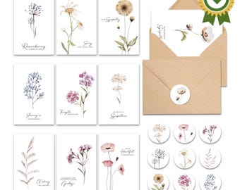 20pcs Sympathy Card Pack – Watercolor Floral Condolence Cards with Envelopes, Pre-Written Messages for Loss, Bereavement & Comfort