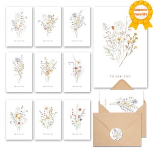 20pcs Thank You Cards with Envelopes – Floral Blank Thank You Notes Set for Weddings, Baby Shower, Small Business and Gifts