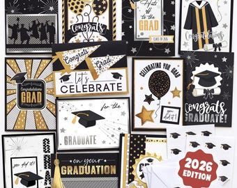 12 tarjetas de graduación con sobres, tarjetas de felicitación para estudiantes de último año, tarjetas de la promoción de 2026, tarjetas de regalo de graduación, tarjetas de graduación universitaria