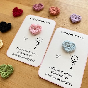 Pocket Hug Crochet Heart, Handmade Mini Heart Gift, Thinking of You Gift, Long Distance Gift, Friendship Gift, Teacher Gift, Mothers Gift