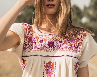 Hand embroidered cotton dress Toscana