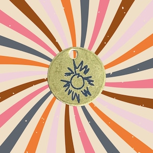 Sun Engraved Metal Circle Pendant Necklace – Boho, Minimalist, Personalized Jewelry