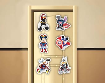 Personalized Mickey and Friends Superhero Disney Cruise Magnet, Disney Stitch Family Cruise Inspired Magnets For Cruise Ship Stateroom Door