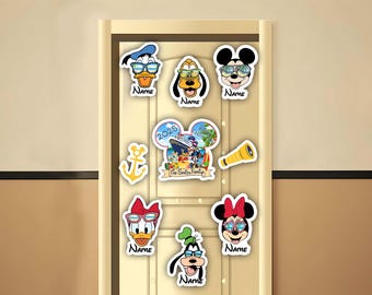 Personalized Mickey and Friends Summer Trip Disney Cruise Magnet, Disney Family Cruise Summer Vacation Magnet For Cruise Ship Stateroom Door