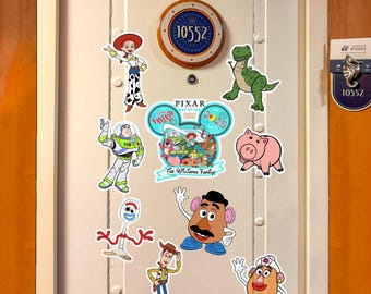 Toy Story Pixar day at seas Disney Cruise magnets, Family Cruise magnet, Woody Jessie Buzz lightyear Magnets For Cruise Ship Stateroom Door