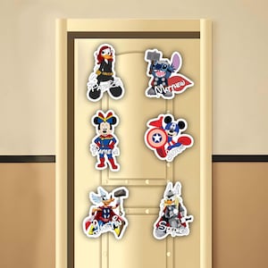 Personalized Mickey and Friends Superhero Disney Cruise Magnet, Disney Stitch Family Cruise Inspired Magnets For Cruise Ship Stateroom Door