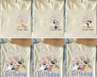 Camiseta personalizada de cumpleaños de Disney Mickey y sus amigos, el mejor cumpleaños de todos los tiempos, equipo de cumpleaños de Disney para niños y niñas, viaje familiar de Disney para niñas.