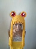 Sailor moon inspired crochet wig ,Yellow Wig,disney princess wig,Baby Girl Halloween Costume sailor moon crochet wig