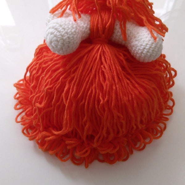 Crochet Pebbles Flinstones Inspired Wig Hat,Orange Hair Beanie with Swirl Bun,Baby Girl Halloween Costume