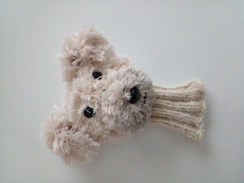 Bespoke Crochet Dog Golf Club,Cavachon dog club driver Head Covers,labradoodle dog golf cover or hand puppet,poodle dog puppet,Golf Sock image 3