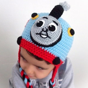 Percy or Thomas crochet hat,select character,Train Crochet Hat,Crochet Thomas the Train hat-Toddlers Children Boys-Earflap Hat,MADE TO ORDER image 1