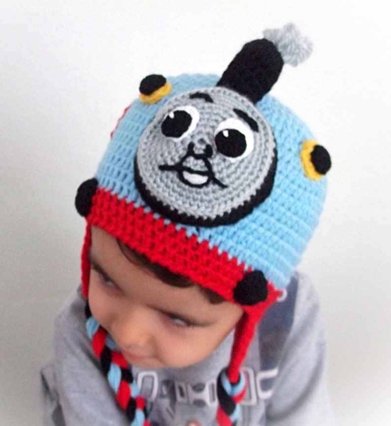 Percy or Thomas crochet hat,select character,Train Crochet Hat,Crochet Thomas the Train hat-Toddlers Children Boys-Earflap Hat,MADE TO ORDER image 1