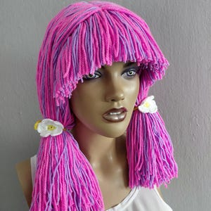Two ponytail hairstyle wig,Baby Girl Doll Wig Hat,Halloween costume, crochet cabbage patch hat or knit wigs for dolls