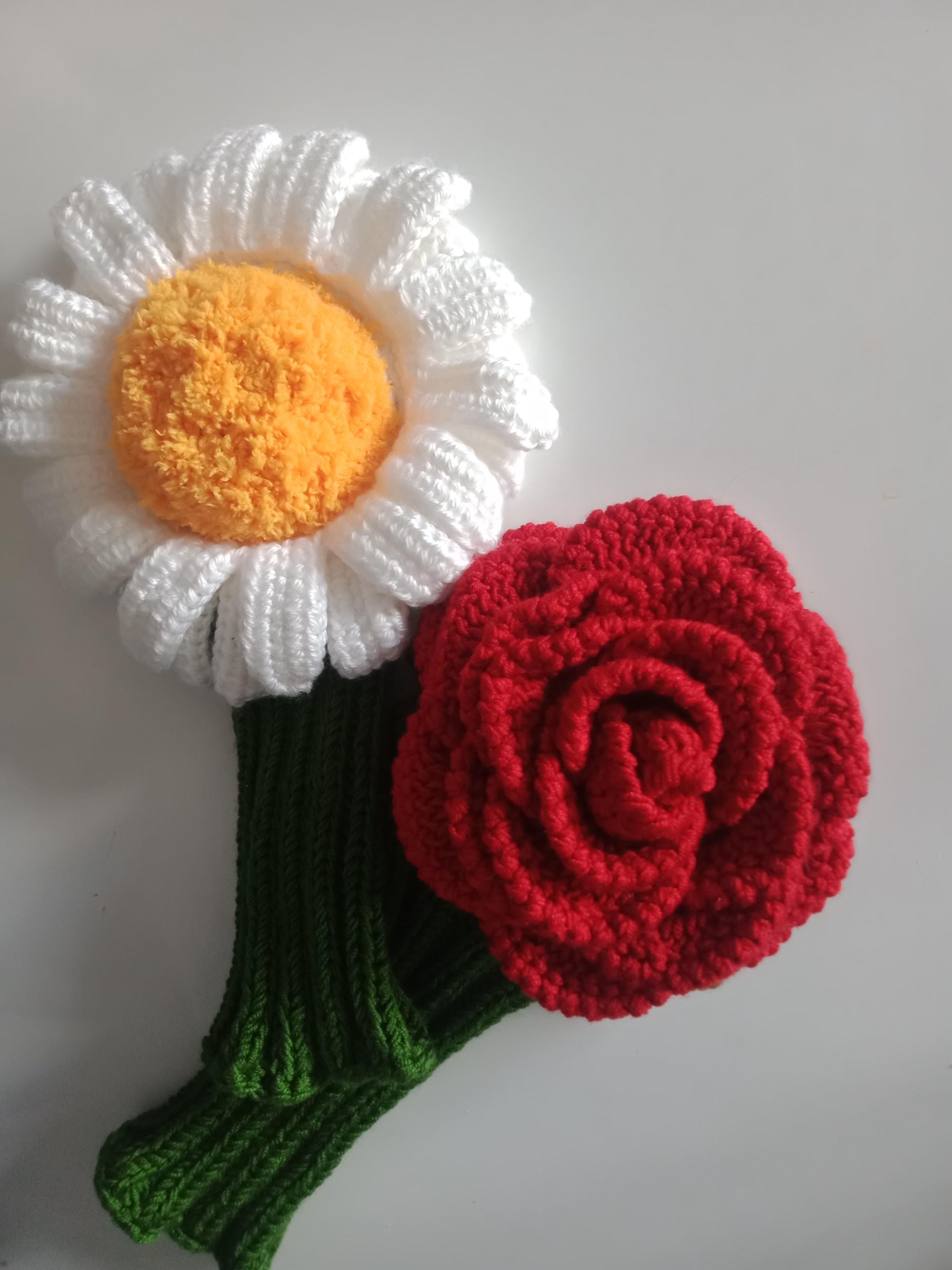 Crochet Rose and Daisy,2 Golf Club Covers,flower Covers,club Head