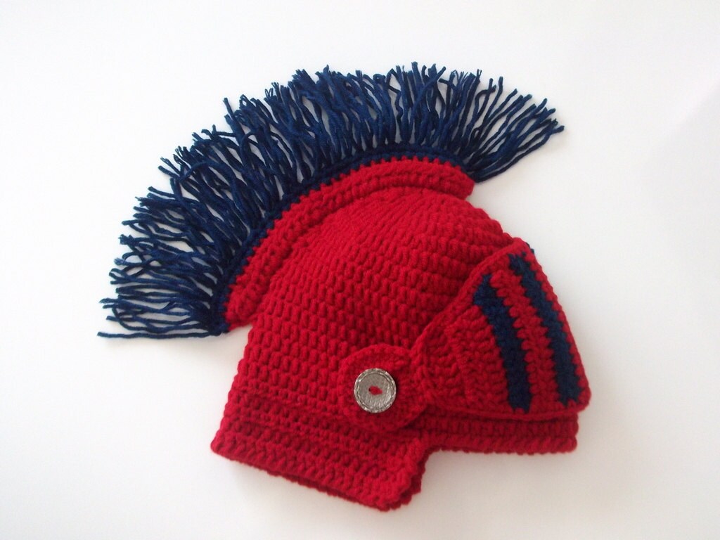 Crochet Knight Hat With Fringe gladiatormedieval Knight Etsy
