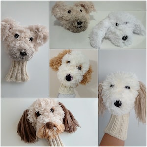 Bespoke Crochet Dog Golf Club,Cavachon dog club driver Head Covers,labradoodle dog golf cover or hand puppet,poodle dog puppet,Golf Sock image 1