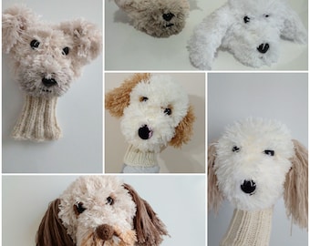 Bespoke Crochet Dog Golf Club,Cavachon dog club driver Head Covers,labradoodle dog golf cover or hand puppet,poodle dog puppet,Golf Sock