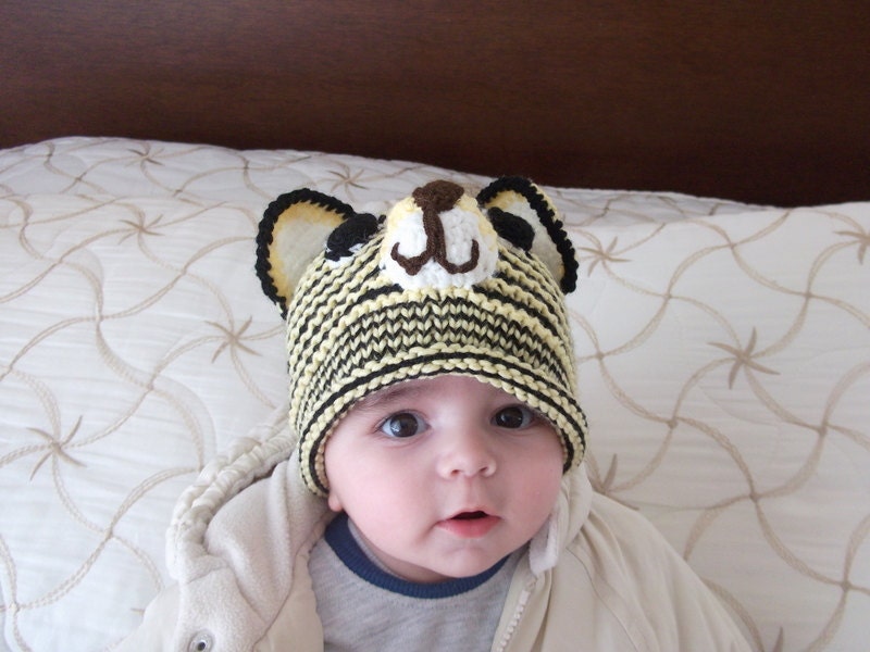 Yellow and Black Tiger Hat Knitting Baby Hat for Baby or Etsy