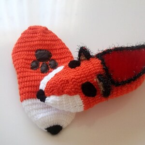 Fox Slippers-Foxy-Home Slippers-women, men, children, teens,renard,Winter Warm Unisex Funny Chunky Crochet Fox-Fathers Day image 3