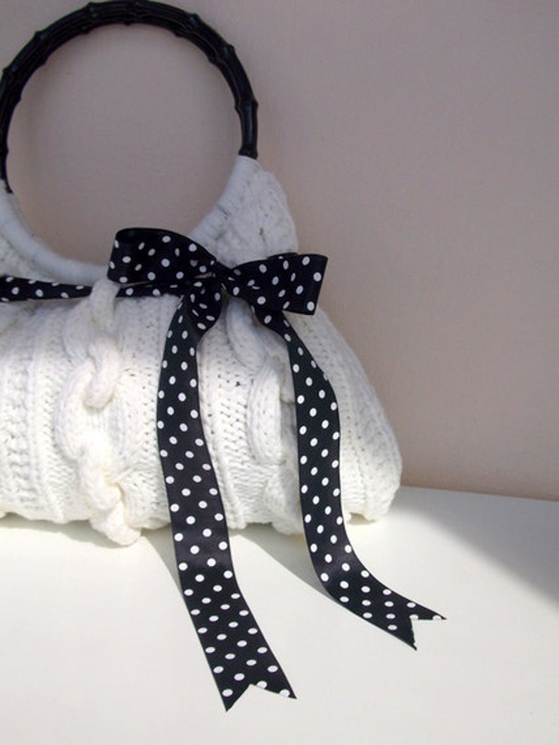 SALE SALE Hand Knit off white Handbag, ready to ship image 1