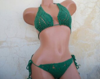 Crochet Bikini top and brazilian bottom ,Sexy crochet beach wear,Crochet top and bottoms,Swimwear,Crochet Swimsuit