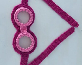 Girl Crochet Aviator Goggles-crochet goggles,for baby,children or adult size crochet glasses