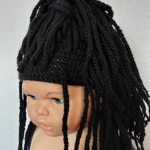 Handmade Crochet Rasta Wig ,Black Yarn Doll Hair ,Custom Amigurumi Hair ,Handmade Accessories