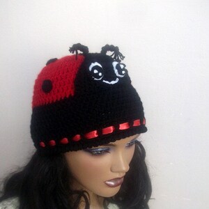 6153 Wool Felt Cartoon Hat Cute Ladybug Decorated Beret Caps For Cosplay Zasy Wool Felt Halloween Hat Cute Ladybug Decorated Beret  main image 2
