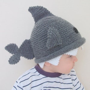 Shark hat Knitting Baby Hat for Baby or Toddler-Size 6-12 months-Dark gray baby hat-boy halloween costume image 3