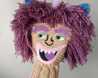 Crochet big mouth Monster Golf Club Cover or Hand Puppet, Crochet driver head cover