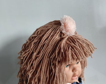 Knit yarn Cabbage Patch wig,baby, child, adult sizes,Halloween costume,Cabbage costume, crochet cabbage patch hat or knit wigs for dolls