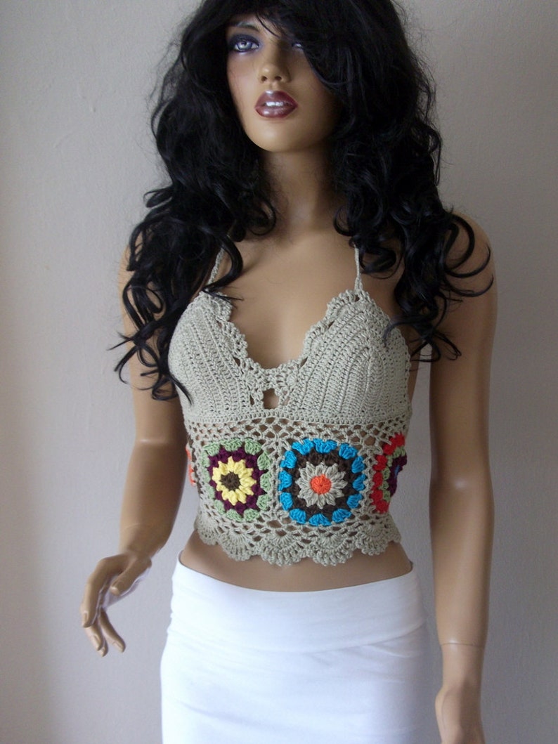 Beige Crochet Tank Top-bustier-crochet Summer Apparel-unique | Etsy