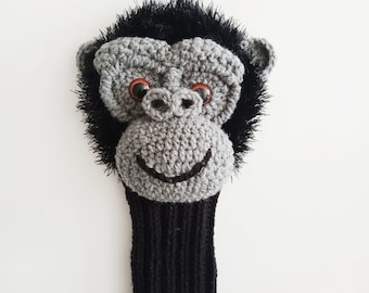 Crochet gorilla Head Cover,golf club covers or hand puppet, Gorilla Golf club Cover,Golf Sock