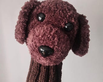 Crochet Dog Golf Club,club driver Head Covers,labradoodle dog golf cover or hand puppet,Crochet Bespoke Golf club Cover,Puppet,Golf Sock
