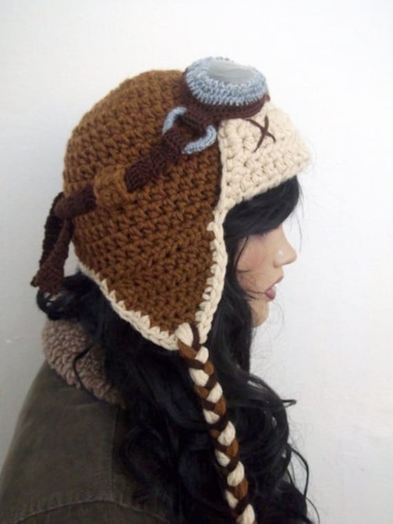 Crochet Aviator Hat Set with Goggles tan and beigePhoto Etsy
