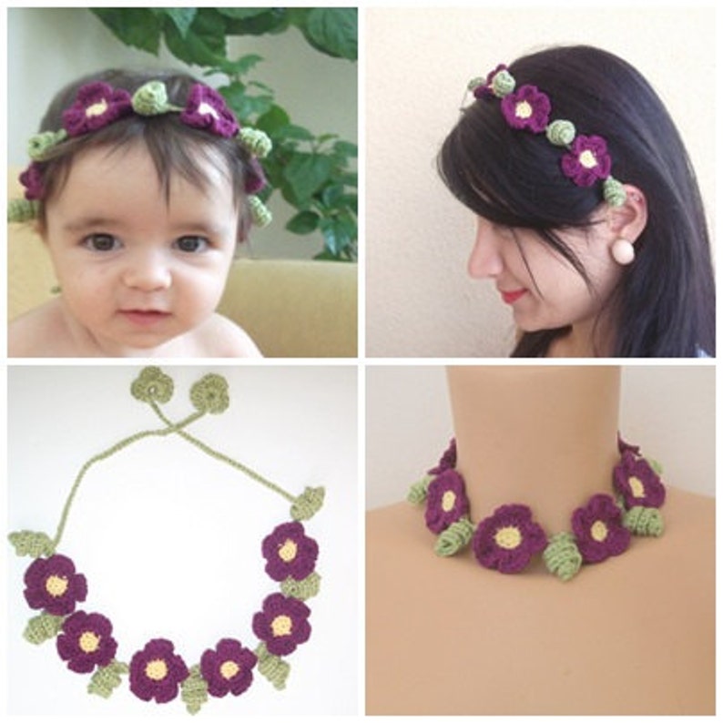 Daisy Crochet Necklaceheadbandfor Adults or Babys Etsy