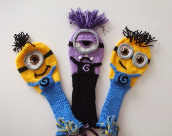 Crochet Minion Inspired GOLF Club Head Cover,golf club covers