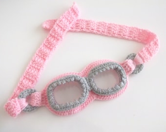 Girl or Boy Crochet Aviator Goggles  - for baby,children or adult size