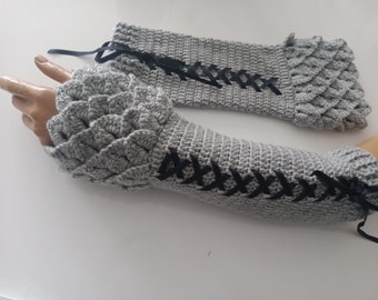 Crocodile Stitch  Gauntlets-Fingerless Gloves-choose color