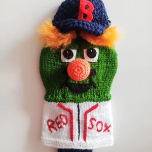 Crochet Golf Club Cover,Boston Red Sox mascot inspired Club Head Covers,Golf Head Covers,golf clup cover or knit Puppet,Personalized