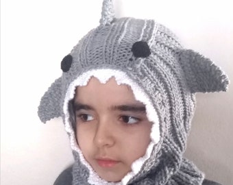 Shark Knitted  Ski Hat-Unisex berets-snow hat face mask-winter full face mask-face cover