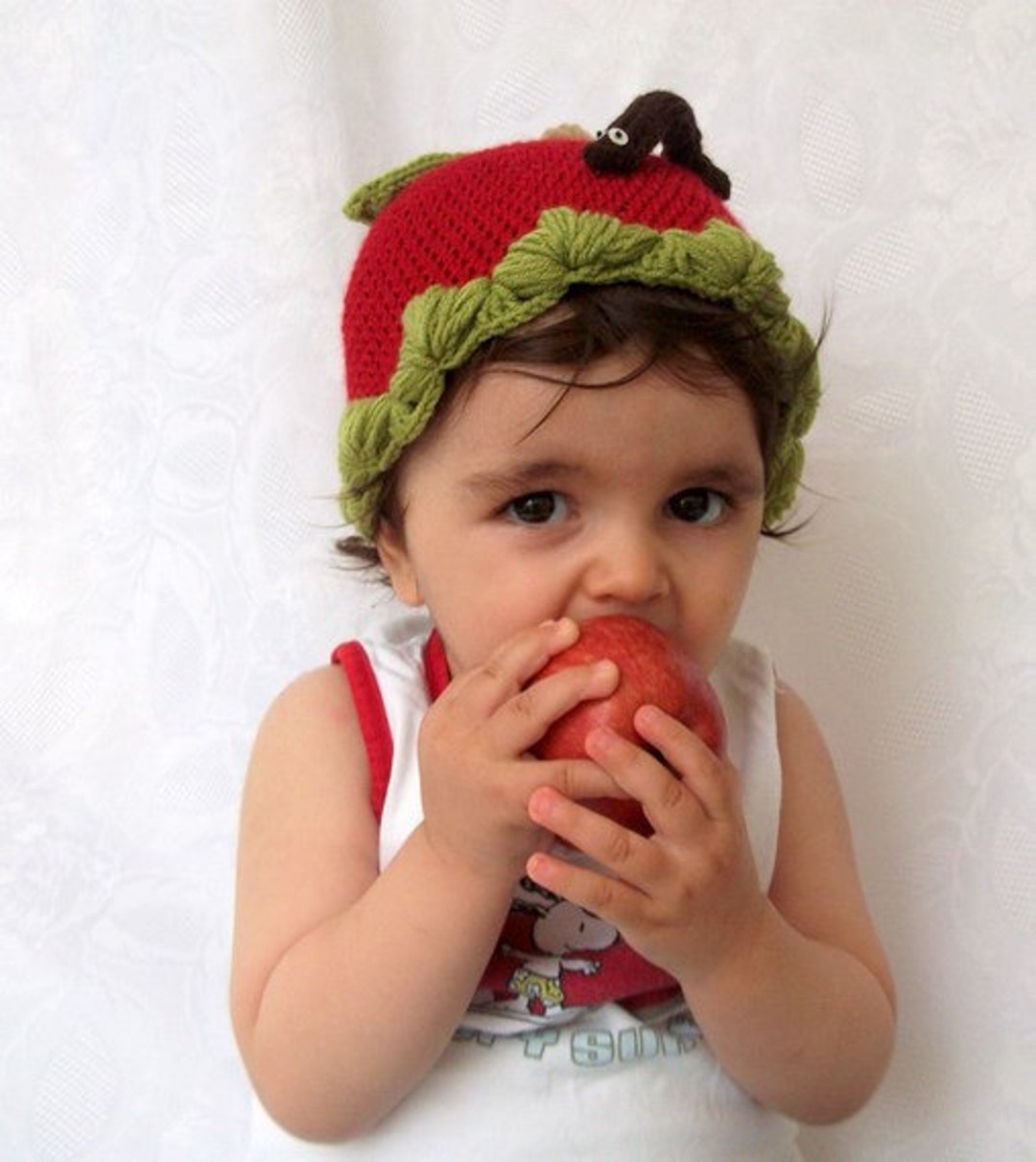 Red Apple Hat crocheted Baby Hat for Baby or Toddlerbaby Etsy