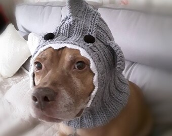 Shark Knitted hat for dog-snow hat face mask-Knit hat for dog