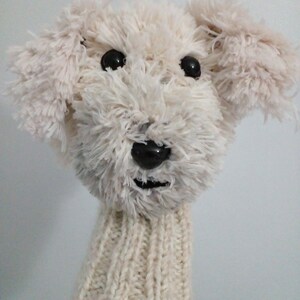 Bespoke Crochet Dog Golf Club,Cavachon dog club driver Head Covers,labradoodle dog golf cover or hand puppet,poodle dog puppet,Golf Sock image 2
