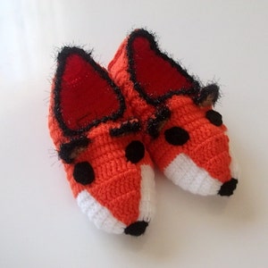 Fox Slippers-Foxy-Home Slippers-women, men, children, teens,renard,Winter Warm Unisex Funny Chunky Crochet Fox-Fathers Day image 4