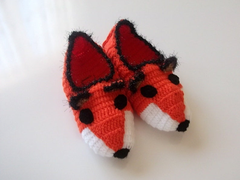 Fox Slippers-Foxy-Home Slippers-women, men, children, teens,renard,Winter Warm Unisex Funny Chunky Crochet Fox-Fathers Day image 4